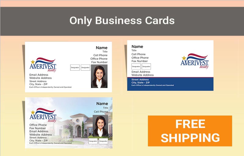 Amerivest Realty Real Estate Gold Agent Package - Amerivest Realty approved vendor personalized business cards, letterhead, envelopes and note cards | BestPrintBuy.com