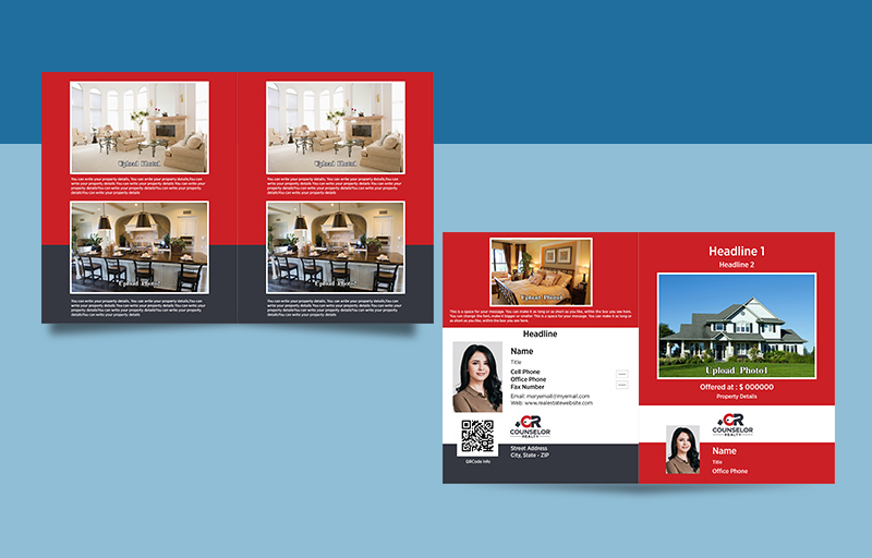 Counselor Realty Real Estate Flyers and Brochures - Counselor Realty four-sided flyer templates for open houses and marketing | BestPrintBuy.com
