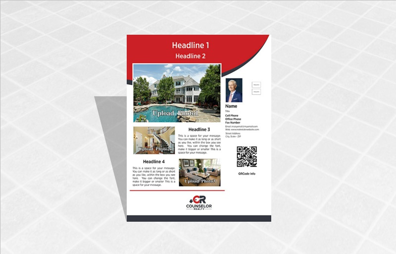 Counselor Realty Real Estate Flyers and Brochures - Counselor Realty one-sided flyer templates for open houses and marketing | BestPrintBuy.com