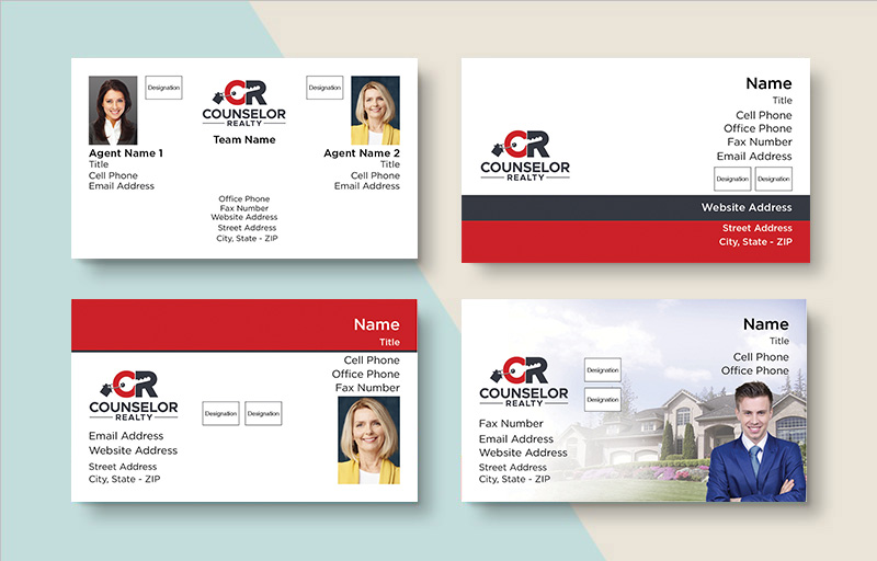 Counselor Realty Real Estate Standard Business Cards - Standard & Rounded Corner Business Cards for Realtors | BestPrintBuy.com