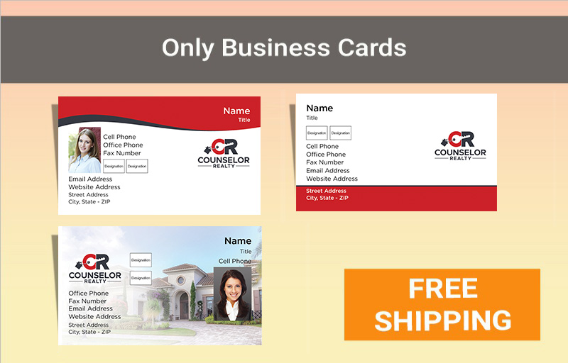 Counselor Realty Real Estate Gold Agent Package - Counselor Realty approved vendor personalized business cards, letterhead, envelopes and note cards | BestPrintBuy.com