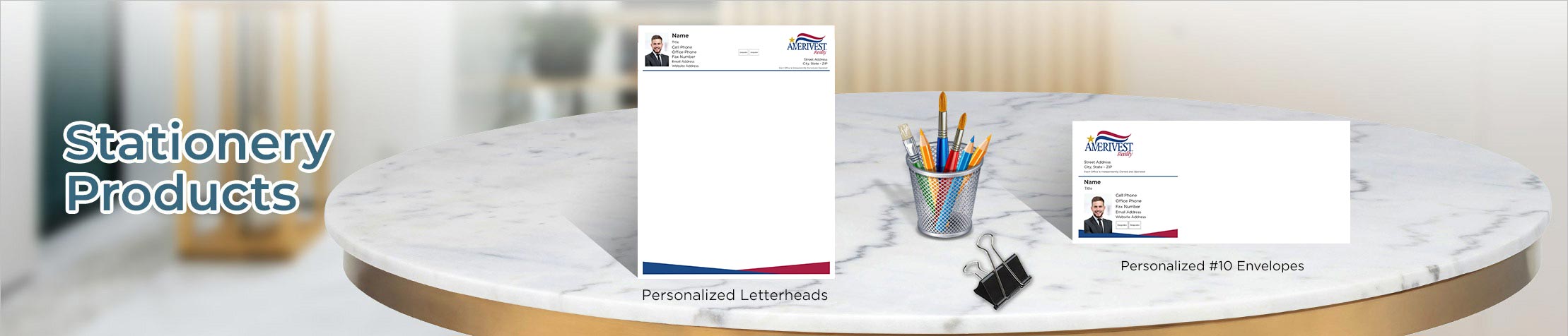 Amerivest Realty Real Estate Stationery Products - Custom Letterhead & Envelopes Stationery Products for Realtors | BestPrintBuy.com
