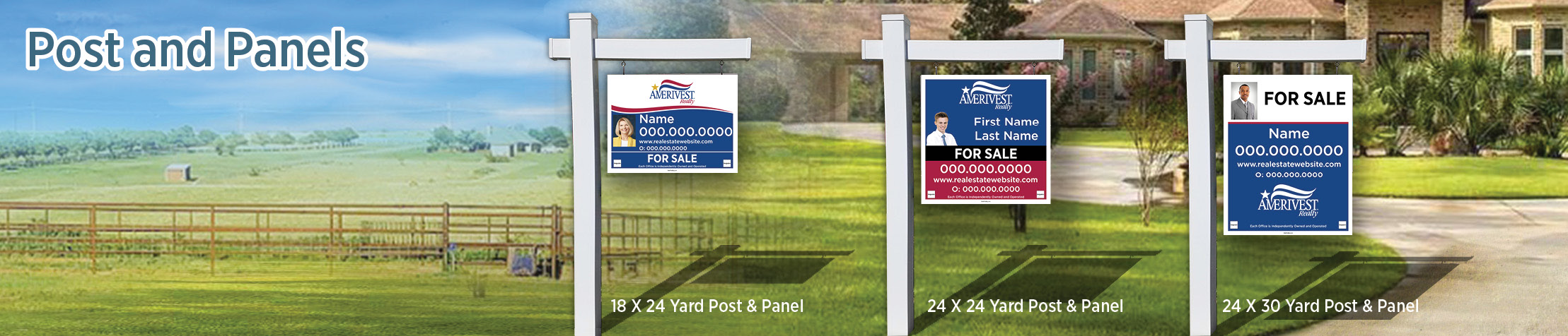 Amerivest Realty Real Estate Post and Panel - AVR approved vendor real estate signs | BestPrintBuy.com