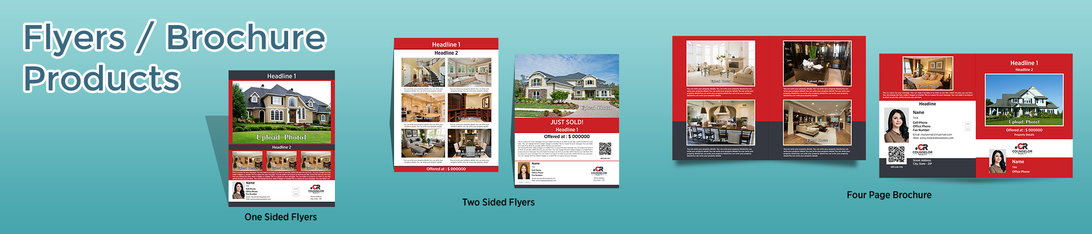 Counselor Realty Real Estate Flyers and Brochures - Counselor Realty flyer and brochure templates for open houses and marketing | BestPrintBuy.com