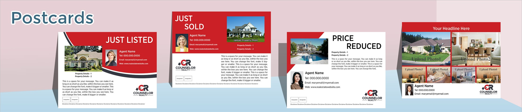 Counselor Realty Real Estate Postcards - Counselor Realty postcard templates and direct mail postcard mailing services | BestPrintBuy.com