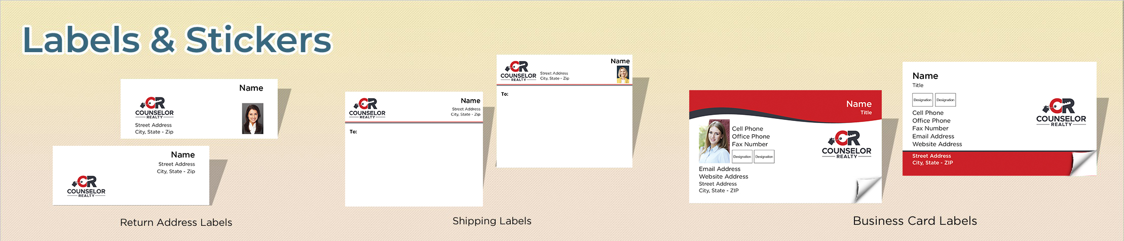 Counselor Realty Real Estate Labels and Stickers - Counselor Realty  business card labels, return address labels, shipping labels, and assorted stickers | BestPrintBuy.com
