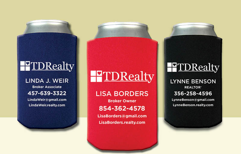 TDRealty Real Estate Economy Can Coolers - TDRealty personalized promotional products | BestPrintBuy.com