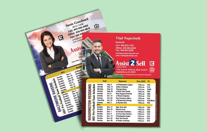 Assist2Sell Real Estate Silhouette Mini Business Card Magnetic Schedules - Assist2Sell Real Estate personalized magnetic football schedules | BestPrintBuy.com