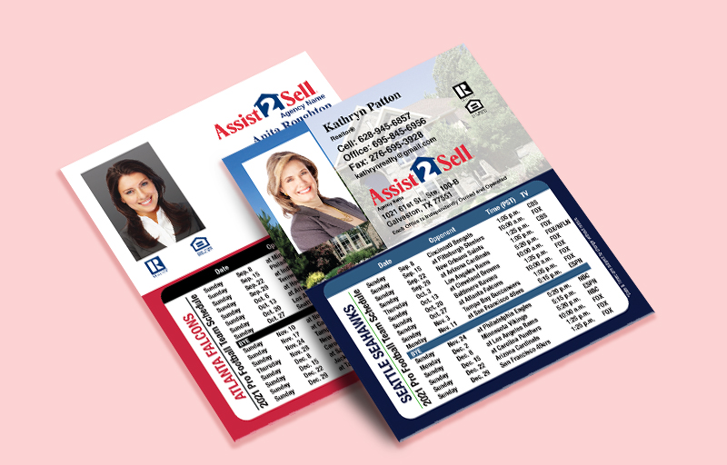 Assist2Sell Real Estate Mini Business Card Magnetic Schedules With Photo - Assist2Sell Real Estate personalized magnetic football schedules | BestPrintBuy.com