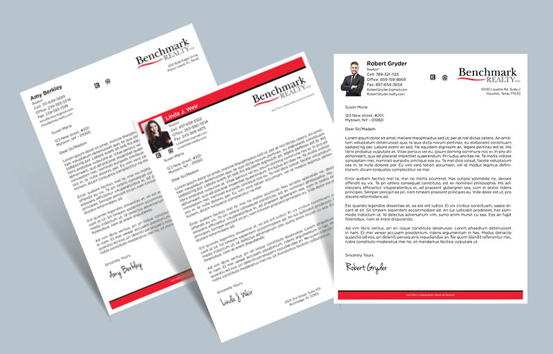 Benchmark Realty Real Estate Letterheads - Custom Letterhead Stationery for Realtors | BestPrintBuy.com