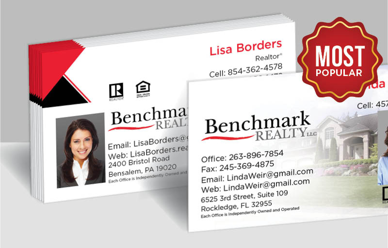 Benchmark Realty Real Estate Standard Business Cards - Standard & Rounded Corner Business Cards for Realtors | BestPrintBuy.com