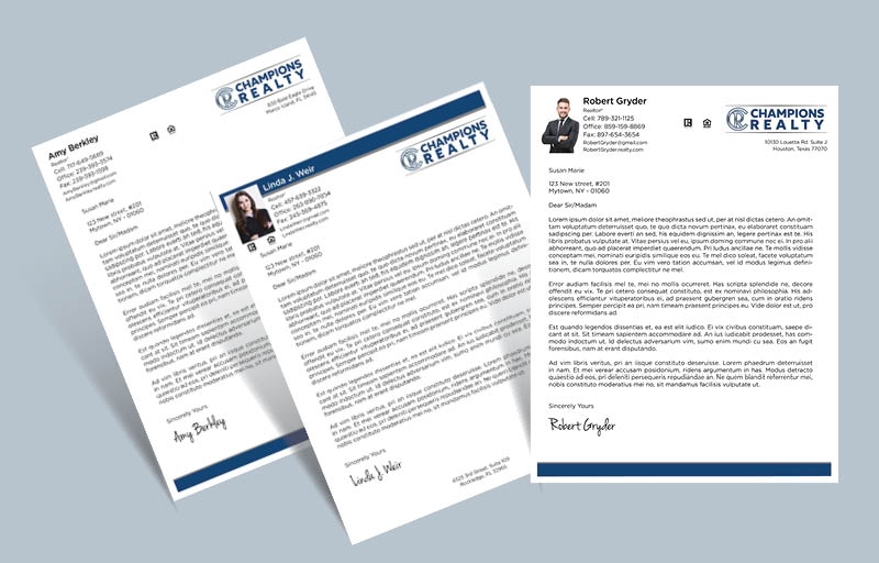 Champions Realty Real Estate Letterheads - Custom Letterhead Stationery for Realtors | BestPrintBuy.com