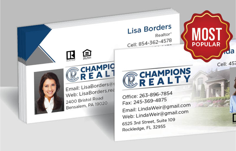 Champions Realty Real Estate Standard Business Cards - Standard & Rounded Corner Business Cards for Realtors | BestPrintBuy.com