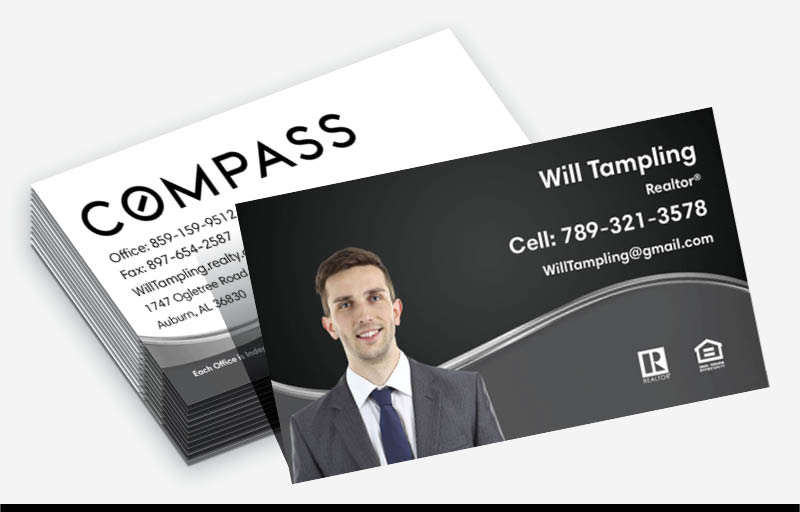 Compass Real Estate Standard Business Cards - Standard & Rounded Corner Business Cards for Realtors | BestPrintBuy.com