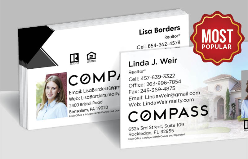 Compass Real Estate Standard Business Cards - Standard & Rounded Corner Business Cards for Realtors | BestPrintBuy.com