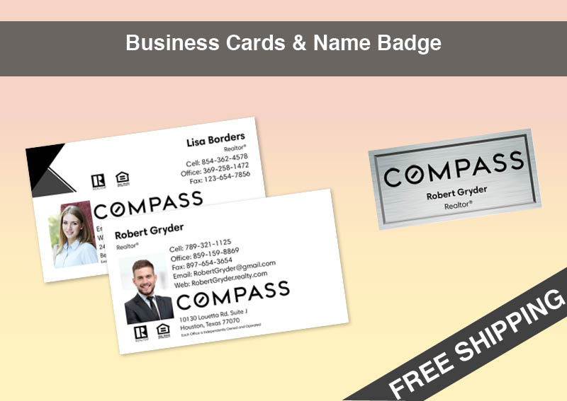 Compass Real Estate Silver Agent Package - Compass approved vendor personalized business cards, letterhead, envelopes and note cards | BestPrintBuy.com