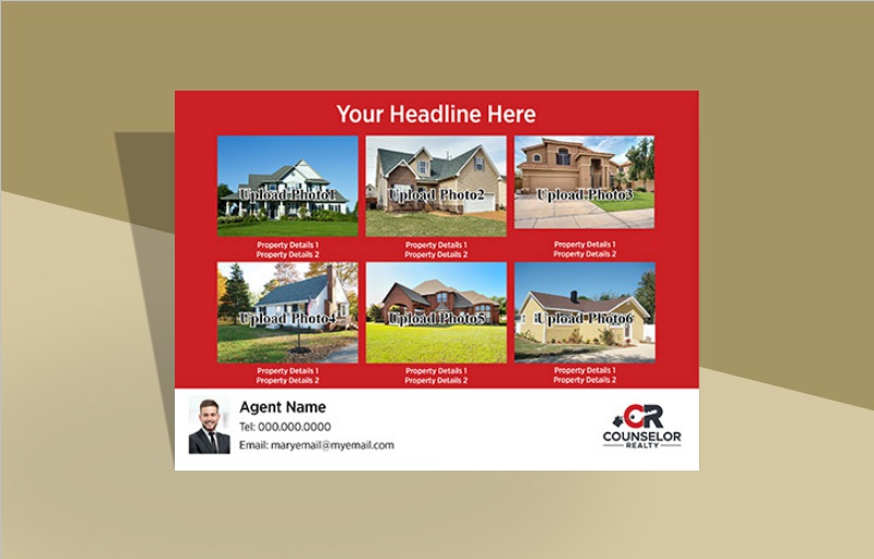 Counselor Realty Real Estate Property EDDM Postcards - Counselor Realty  postcard templates and direct mail services | BestPrintBuy.com