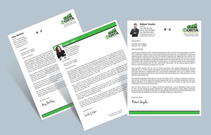 Costa Real Estate Letterheads - Custom Letterhead Stationery for Realtors | BestPrintBuy.com