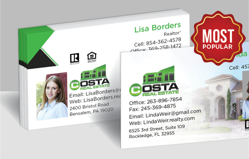 Costa Real Estate Standard Business Cards - Standard & Rounded Corner Business Cards for Realtors | BestPrintBuy.com