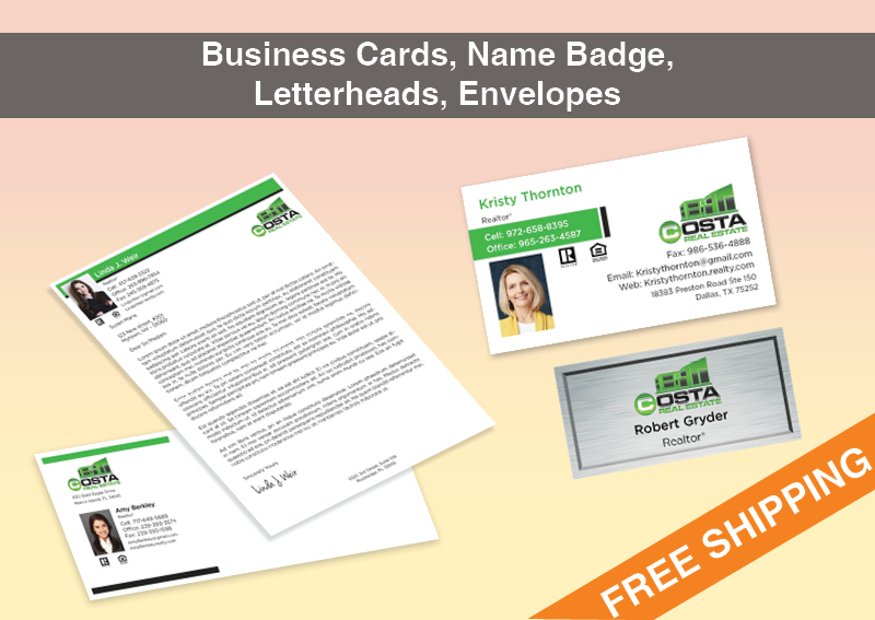 Costa Real Estate Bronze Agent Package - Costa Real Estate approved vendor personalized business cards, letterhead, envelopes and note cards | BestPrintBuy.com