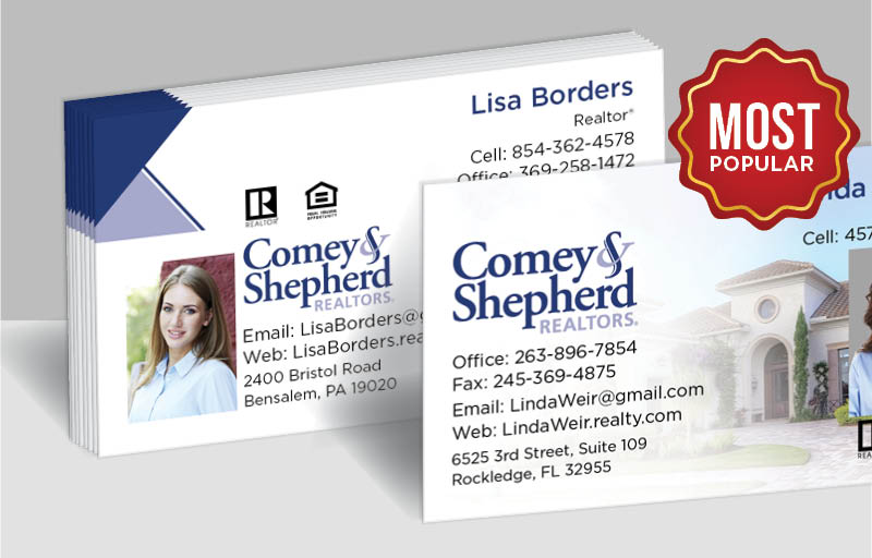 Comey & Shepherd Realtors Real Estate Standard Business Cards - Standard & Rounded Corner Business Cards for Realtors | BestPrintBuy.com