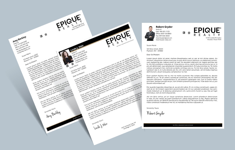 Epique Realty Real Estate Letterheads - Custom Letterhead Stationery for Realtors | BestPrintBuy.com