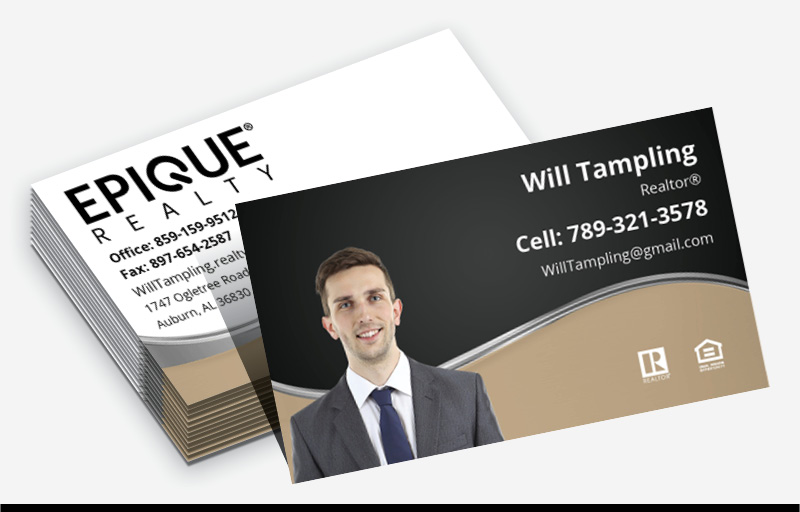 Epique Realty Real Estate Standard Business Cards - Standard & Rounded Corner Business Cards for Realtors | BestPrintBuy.com