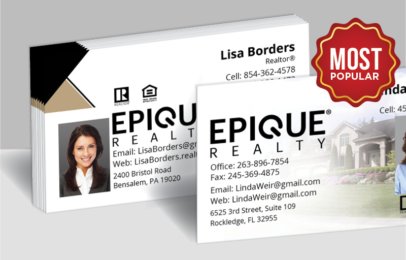 Epique Realty Real Estate Standard Business Cards - Standard & Rounded Corner Business Cards for Realtors | BestPrintBuy.com