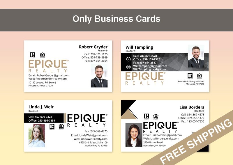 Epique Realty Real Estate Gold Agent Package - Epique Realty approved vendor personalized business cards, letterhead, envelopes and note cards | BestPrintBuy.com