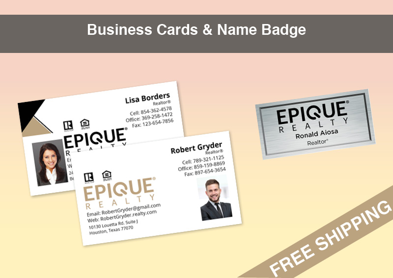 Epique Realty Real Estate Silver Agent Package - Epique Realty approved vendor personalized business cards, letterhead, envelopes and note cards | BestPrintBuy.com