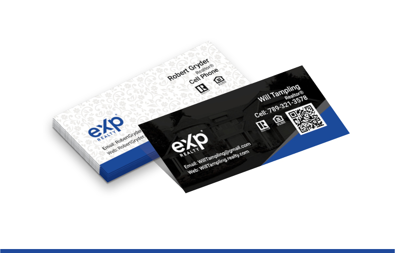 eXp Realty Real Estate Mini Business Cards Without Photo - eXp Realty - Slim, Half Size Business Cards for Realtors | BestPrintBuy.com