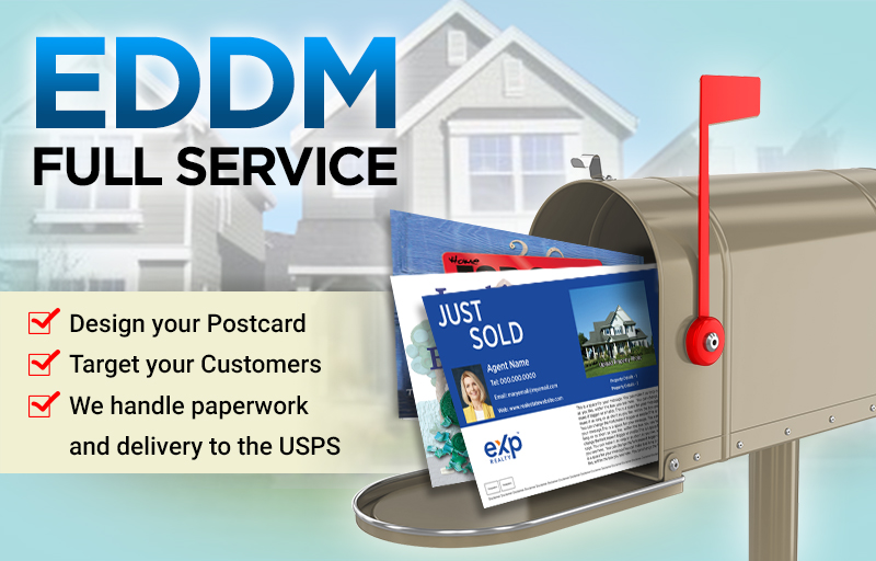 eXp Realty Real Estate Full Service EDDM Postcards - eXp Realty personalized Every Door Direct Mail Postcards printed and delivered to USPS | BestPrintBuy.com