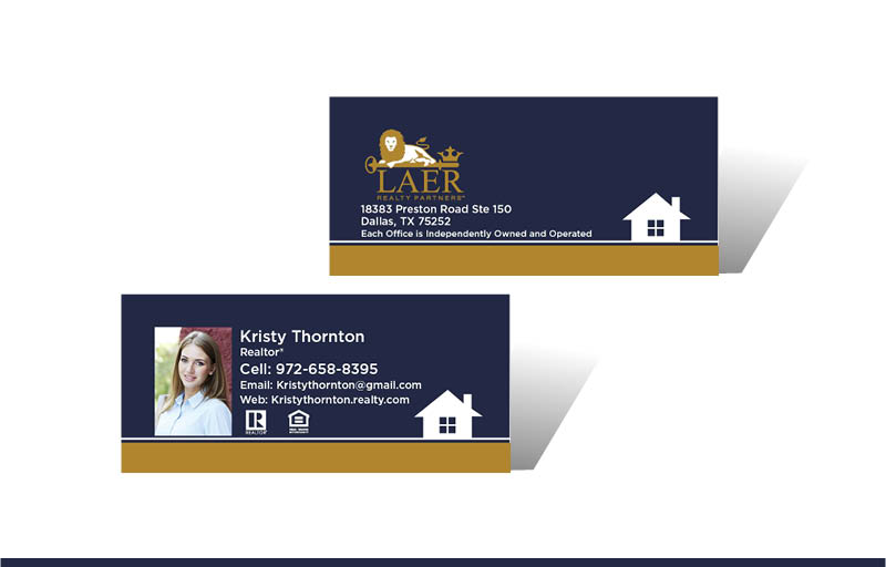 LAER Realty Partners Real Estate Matching Two Sided Mini Business Cards - LAER Realty Partners - Slim, Half Size Business Cards for Realtors | BestPrintBuy.com