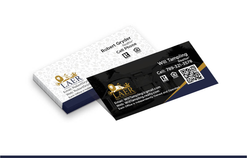 LAER Realty Partners Real Estate Mini Business Cards Without Photo - LAER Realty Partners - Slim, Half Size Business Cards for Realtors | BestPrintBuy.com