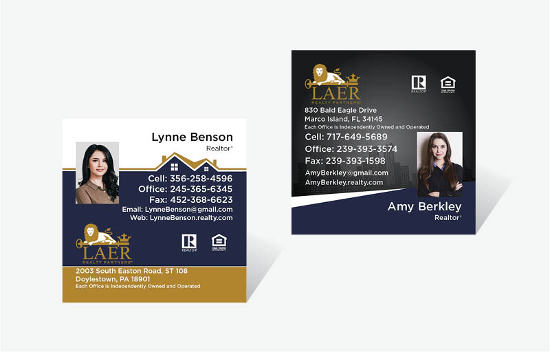 LAER Realty Partners Real Estate Square Business Cards With Photo - LAER Realty Partners - Modern, Unique Business Cards for Realtors | BestPrintBuy.com