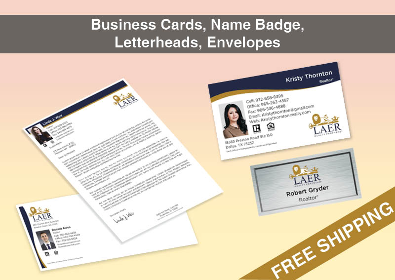 LAER Realty Partners Real Estate Bronze Agent Package - LAER Realty Partners approved vendor personalized business cards, letterhead, envelopes and note cards | BestPrintBuy.com