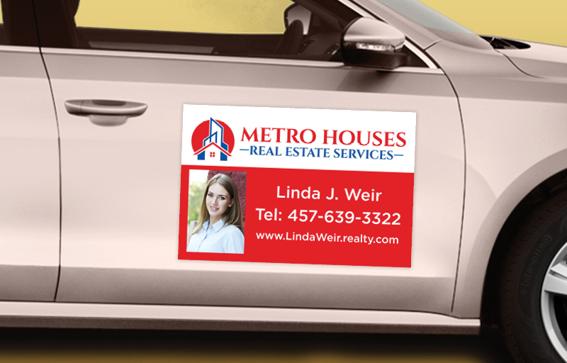 Metro Houses Real Estate Services Real Estate 12 x 18 with Photo Car Magnets - Custom car magnets for realtors | BestPrintBuy.com