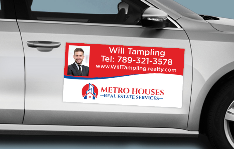 Metro Houses Real Estate Services Real Estate 12 x 24 with Photo Car Magnets - Custom car magnets for realtors | BestPrintBuy.com