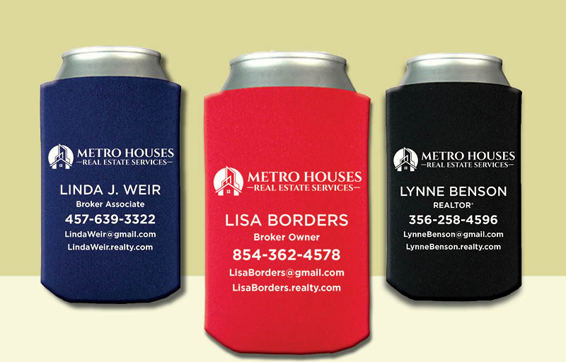 Metro Houses Real Estate Services Real Estate Economy Can Coolers - Metro Houses Real Estate Services personalized promotional products | BestPrintBuy.com