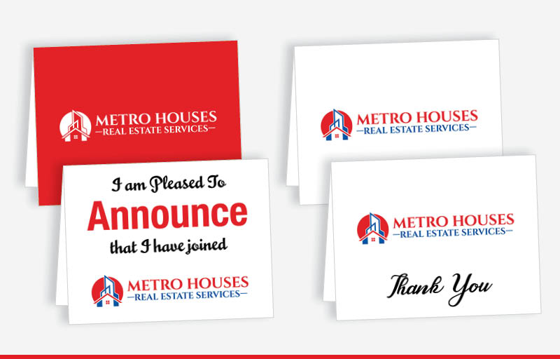 Metro Houses Real Estate Services Real Estate Blank Folded Note Cards -  stationery | BestPrintBuy.com