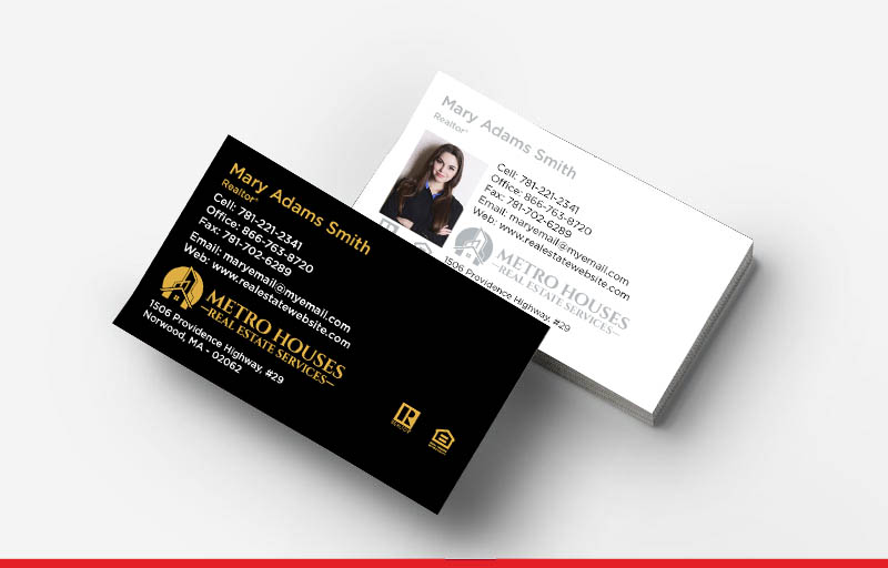 Metro Houses Real Estate Services Real Estate Foil Business Cards - MHRS Approved Vendor Gold or Silver Foil Business Cards on Silk Laminated Stock for Realtors | BestPrintBuy.com