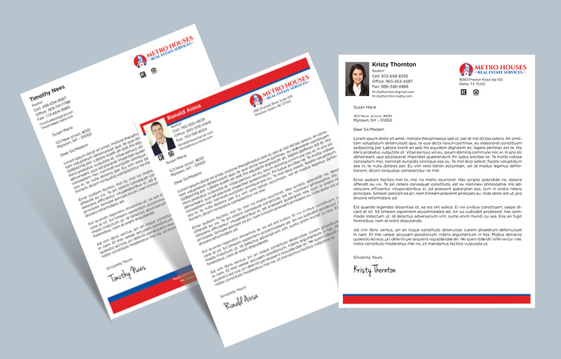 Metro Houses Real Estate Services Real Estate Letterheads - Custom Letterhead Stationery for Realtors | BestPrintBuy.com