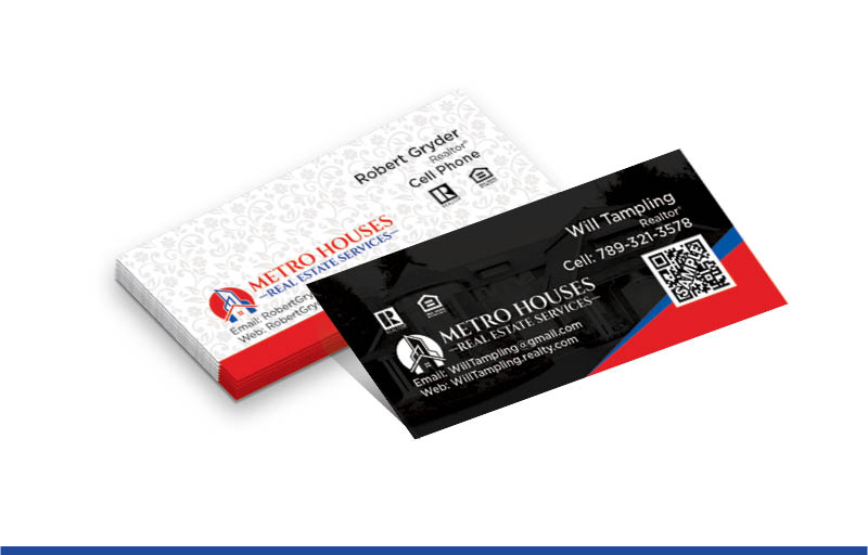 Metro Houses Real Estate Services Real Estate Mini Business Cards Without Photo - Metro Houses Real Estate Services - Slim, Half Size Business Cards for Realtors | BestPrintBuy.com