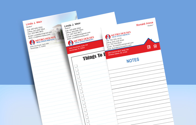 Metro Houses Real Estate Services Notepads Without Photo - Metro Houses Real Estate Services approved vendor personalized realtor marketing materials | BestPrintBuy.com