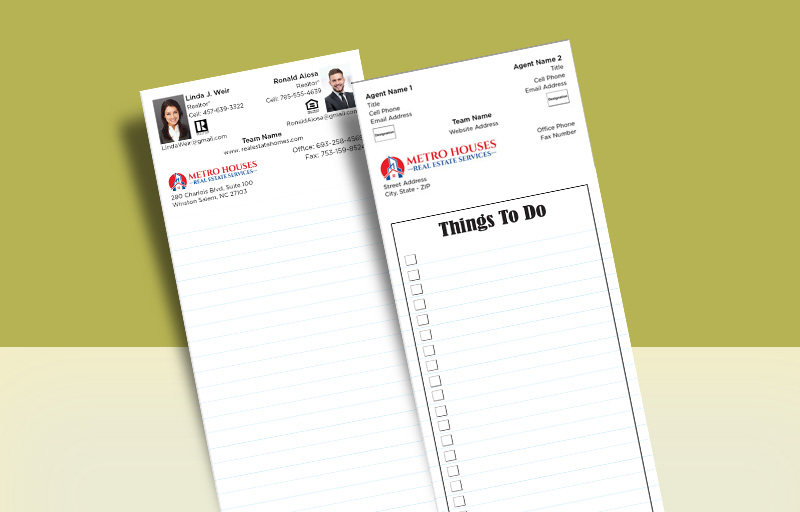 Metro Houses Real Estate Services Team Notepads - Metro Houses Real Estate Services approved vendor personalized realtor marketing materials | BestPrintBuy.com