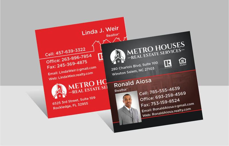 Metro Houses Real Estate Services Real Estate Square Business Cards - MHRS Approved Vendor Modern Business Cards for Realtors | BestPrintBuy.com