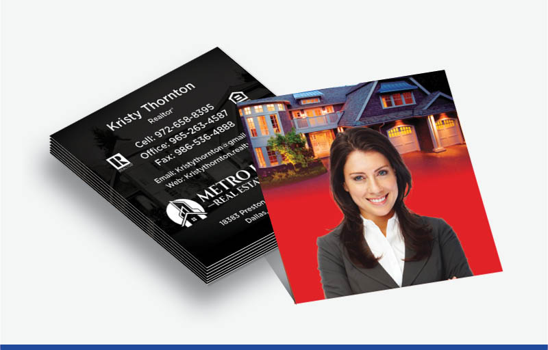 Metro Houses Real Estate Services Real Estate Matching Two-Sided Square Business Cards - Metro Houses Real Estate Services  - Modern, Unique Business Cards for Realtors | BestPrintBuy.com