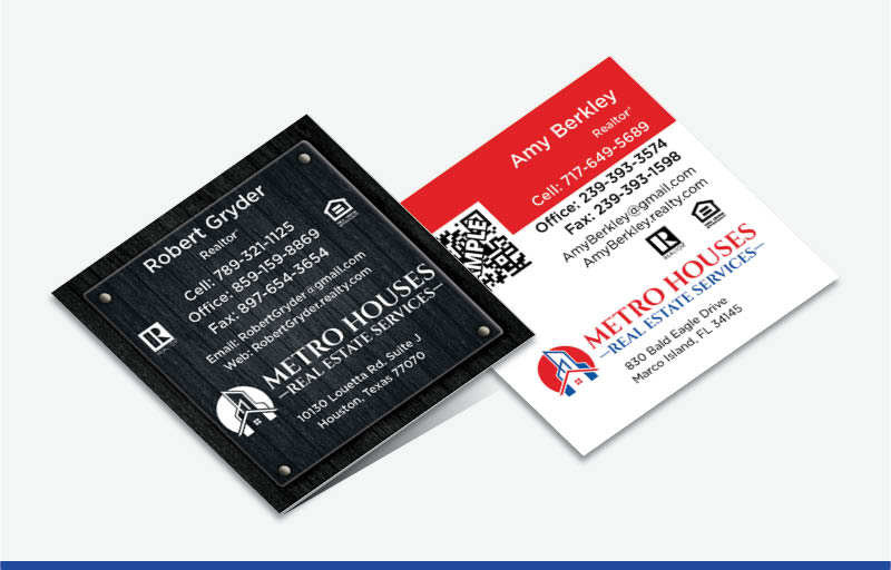 Metro Houses Real Estate Services Real Estate Square Business Cards Without Photo - Metro Houses Real Estate Services - Modern, Unique Business Cards for Realtors | BestPrintBuy.com