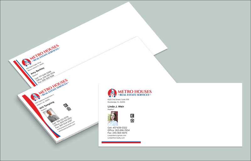 Metro Houses Real Estate Services Real Estate #10 Envelopes - Custom #10 Envelopes Stationery for Realtors | BestPrintBuy.com