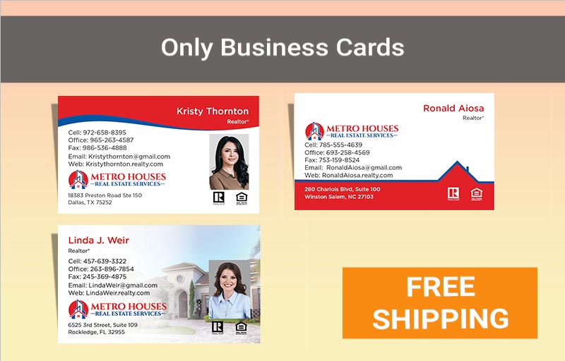 Metro Houses Real Estate Services Real Estate Gold Agent Package - Metro Houses Real Estate Services approved vendor personalized business cards, letterhead, envelopes and note cards | BestPrintBuy.com